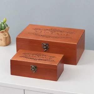 Storage Box Home Office Handmade Jewelry Sundries Vintage Wood Color Wooden 1pc - Picture 1 of 21