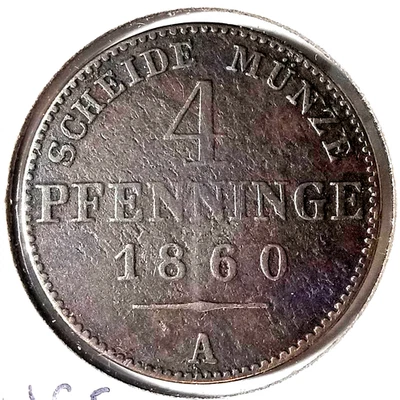 Prussia 1860 A 4 Pfenninge KM-454a - Image 1 of 2
