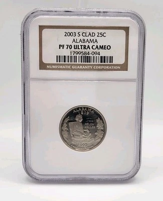 2003-S Clad 25C Alabama State Quarter NGC PF 70 Ultra Cameo - FREE SHIPPING - Image 1 of 4