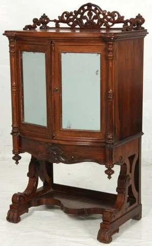 MUSIC STAND, parlor CABINET, Rococo Victorian, c1860, rswd, t maple, NYC, 42"t Cover