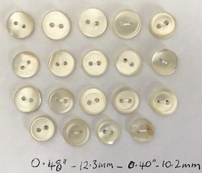 19 VTG Mother Of Pearl/Natural 2-Hole Sew Through Buttons~Very Good Condition - Image 1 of 2