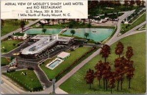 Rocky Mount, North Carolina Postcard MOSLEY'S SHADY LAKE MOTEL Linen 1964 Cancel - Picture 1 of 2
