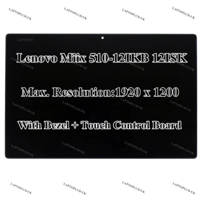 12" FHD LCD Display Touch Screen Assembly Bezel For Lenovo Miix 510-12IKB 12ISK - Image 1 of 2