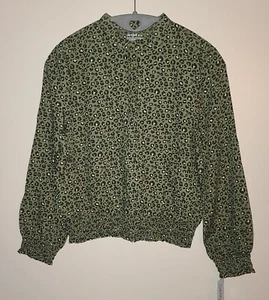 NEW GIRLS OLIVE ANIMAL PRINT CAT & JACK SHIRT SIZE XL 14 - Picture 1 of 4