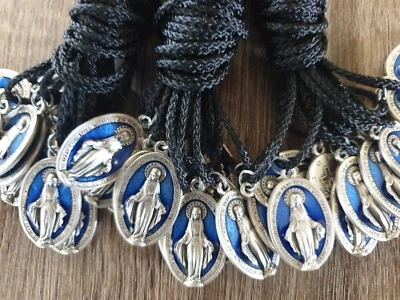 Lot Of 10 Blue Large Miraculous Medals,1.25" ,(ITALY) High Quality ,necklace