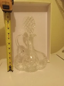 Vintage Cut Crystal Cruet Decanter 11” Cut & Etched - Picture 1 of 5