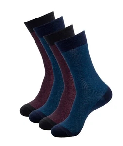 4 Pair Men's Soft Cotton Dress Socks Blue Red with Gift Box Fits Shoe Size 8-12 - Picture 1 of 8