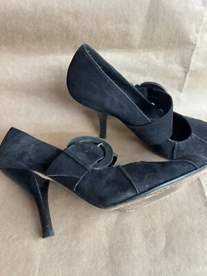 Pelle Moda Mary Jane Style Buckle Shoes Black Heel Round Toe Size 7.5 - Image 1 of 4
