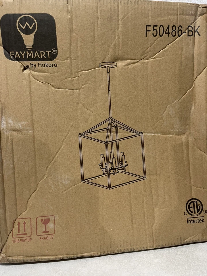 Hukoro Alfa 16 pulgadas Linterna colgante rectangular moderna de 6 luces negra mate Foto 1 de 4