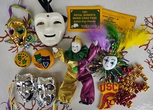 Muñeca Máscaras de Cerámica de Carnaval de Mardi Gras de Colección + Boletos Superdome - Imagen 1 de 4