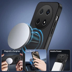 For Huawei Nova 12i, Shockproof Business Carbon Fiber Magnetic Soft Cover Case - Picture 1 of 14