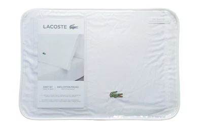 Lacoste 100% Cotton Percale White Solid Sheet Set Full - Image 1 of 4