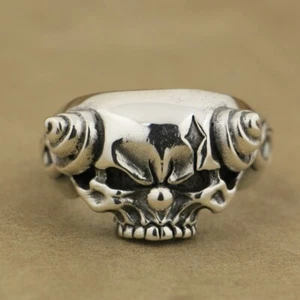 925 Sterling Silver Joker Skull With Horn Ring Charms Punk Jewellery TA79C - Picture 1 of 27