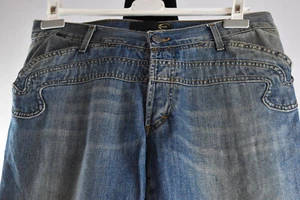 Pantalones de mezclilla de algodón con botones Just Cavalli talla 38 52 (34” cintura) logotipo Italia - Imagen 1 de 15