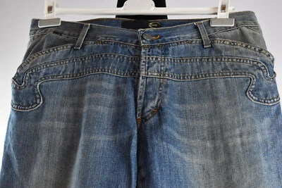 Just Cavalli Sz 38 52 (34” waist) Button Fly Cotton Denim Jeans Pants Logo Italy - Image 1 of 4