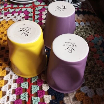 REVOL 3 tasses à café en céramique effet gobelet carton froissé / plié - Photo 1/4