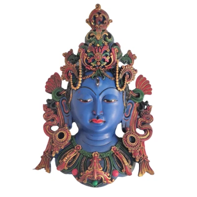 Shiva Mask 12" Ektara Wall Décor hanging Sculpture Gemstone work Religious Gift - Image 1 of 4