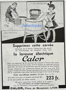 PUBLICITE CALOR LAVEUSE LESSIVEUSE ELECTRIQUE SIGNE LAUVAY DE 1936 FRENCH AD PUB - Picture 1 of 1