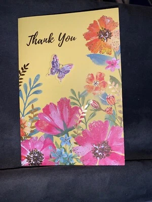 Благодарственная карта цветочный золотой сад бабочек - Изображение 1 из 3