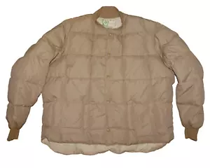 Herren Vintage WOODS beige Nylon ARCTIC Gänsedaunen Druckknopf gefütterte Jacke XL * TRAGEN - Bild 1 von 13