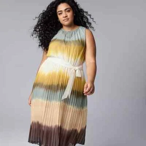 New Plus Size Simply Vera Vera Wang Pleated Dress Size 4X Mulit Colored - Picture 1 of 1