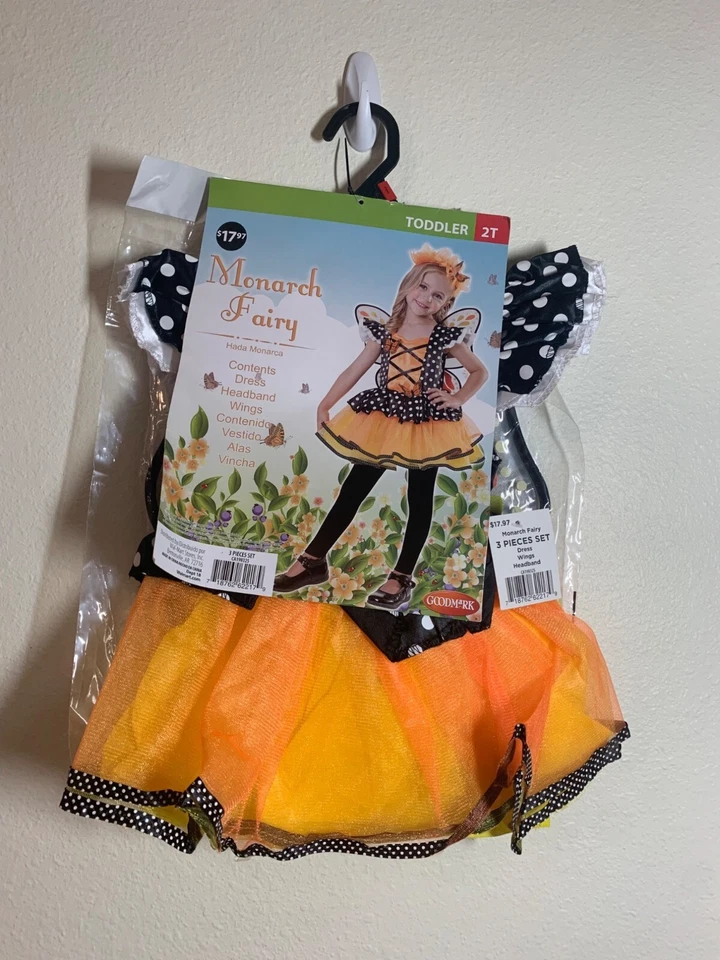 Nuevo con etiquetas Disfraz de Hada Monarca Vestido Alas Diadema Naranja Niñas Talla 2T Niño pequeño Foto 1 de 4