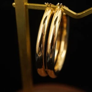 1.5"14k Yellow Gold Hoop Earrings - Free Shipping USA - Picture 1 of 10