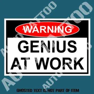 GENIUS AT WORK WARNING DECAL STICKER FUNNY NOVELTY SAFETY DECALS STICKERS - Bild 1 von 1