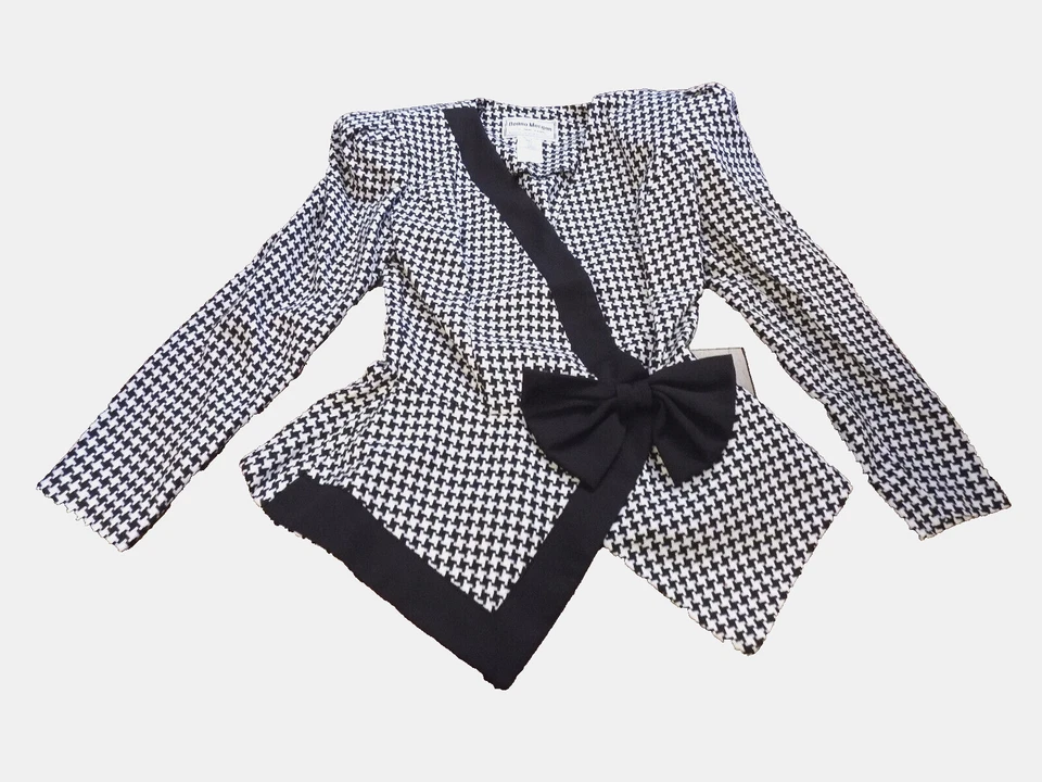 Chaqueta Blazer Donna Morgan For Non Stop De Colección Retro Tweed Negro Blanco Lazo Cintura 6 Foto 1 de 4