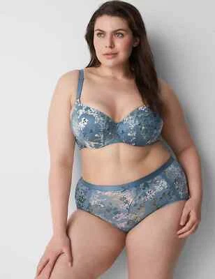 NUEVO Lane Bryant CACIQUE GRIS AZUL FLORES EXTRA SUAVE CALZONCILLO COMPLETO 22 24 Foto 1 de 2