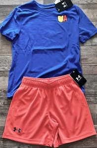 NWT Under Armour Boys YSM Blue/Orange/Green/Yellow Shorts Set Small - Picture 1 of 4