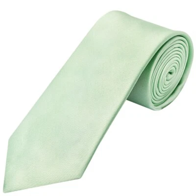 TIESRUS Handmade Pale Mint Satin Classic Mens Tie Wedding Christening Formal Regular Tie