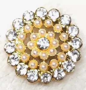 FAUX PEARL & RHINESTONES 18mm/20mm SNAP BUTTON CHUNK FOR INTERCHANGEABLE JEWELRY - Picture 1 of 5