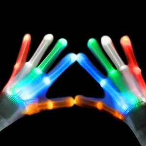 Electro LED Fingers Flashing Gloves Light Up Lighting Glow Xmas Dance Rave Party - Picture 1 of 3