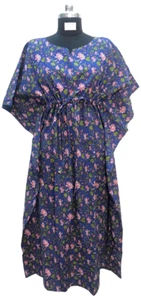 lange Kaftane für indische Frauen Baumwolle Jaipur Drucke blaue Farbe freie Größe - Bild 1 von 4