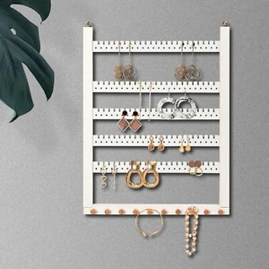 Solid Wood Earring Hanging Jewelry Organizer Wall Mounted Earring Organizer a... - Picture 1 of 7