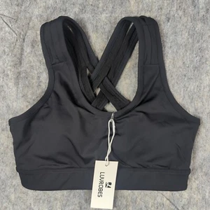 Luvrobes Sports Bra Cross Back, Black, XS, Extra Small - Picture 1 of 3
