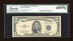 DBR 1953-A $5 Silver STAR Fr. 1656* Legacy XF-40 PPQ Serial *27545923A - Picture 1 of 2
