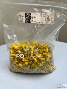 850 EACH 12-10 AWG 1/4" YELLOW VINYL PRESSURE RING TERMINAL CONNECTORS - Picture 1 of 4
