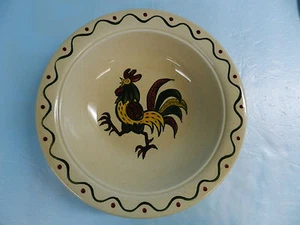 1ea VINTAGE METLOX POPPYTRAIL GREEN ROOSTER 10" ROUND VEGETABL BOWL EXEL CHINA - Picture 1 of 5