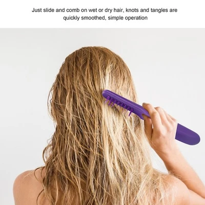 Cepillo desenredante eléctrico portátil niños adultos desenredante de cabello seco húmedo Foto 1 de 4