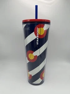Starbucks Bandiera di Stato del Colorado 24 oz. Bicchiere in plastica acrilica con cannuccia usato in ottime condizioni - Foto 1 di 7