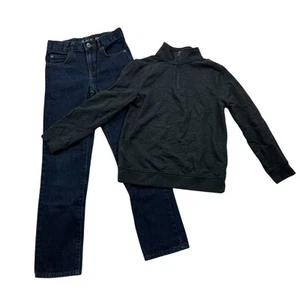 Children's Place Cat & Jack Outfit Set Sweater & Pants Boy's M 8/10 Gray Denim - Picture 1 of 7
