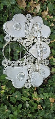 Sectional Serving Tray w/ 6 Snack Dish Dip Bowls  Filigree Dessert Platter Heart - Image 1 of 4