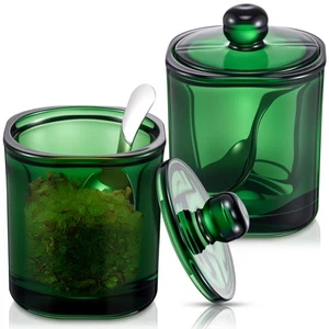 2 Set Glass Salt Cellar with Lid and Spoon Container for Kosher, Sea, Himalay... - Bild 1 von 6