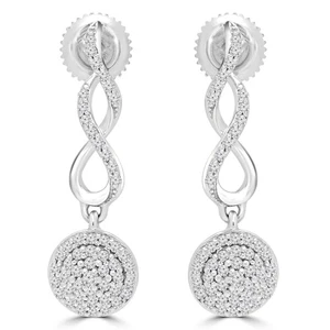 Pendientes solitarios de diamantes redondos SI1 G 0,41 quilates de oro blanco de 14 quilates - Imagen 1 de 2