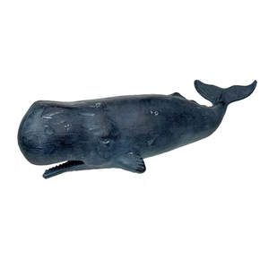 Sperm Whale Statue 15in Hand-Painted Resin Ocean Marine Decor Coastal Sculpture - Picture 1 of 9