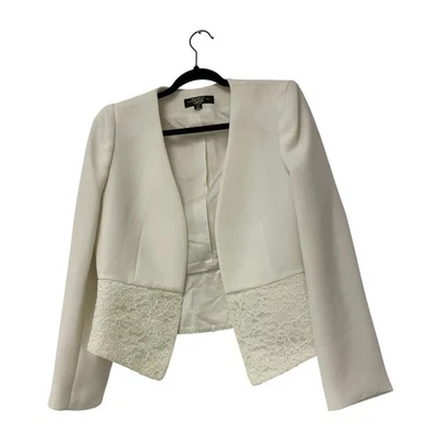 Jaqueta Blazer Feminina Tahari Arthur Levine Luxe 8P Pequena Renda Creme Marfim - Imagem 1 de 4