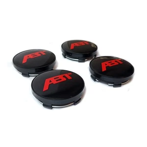 LOT 4 Caches Moyeu Emblème ABT Logo Jantes Centre Roue noir rouge 60/56mm - Foto 1 di 4