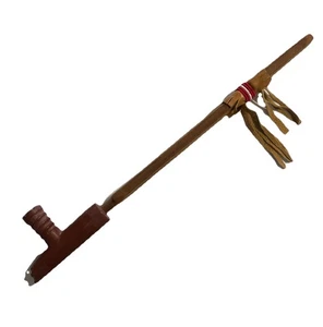 Friedenspfeife Indianer Catlinit Pfeifenstein-Calumet 15 1/2" fein signiert Vintage - Bild 1 von 12